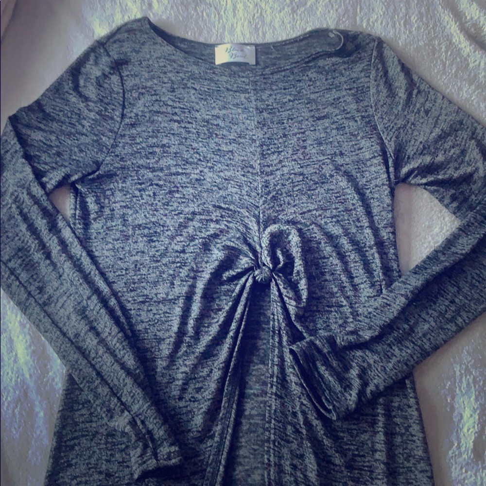 Gray Crop Top Long Back